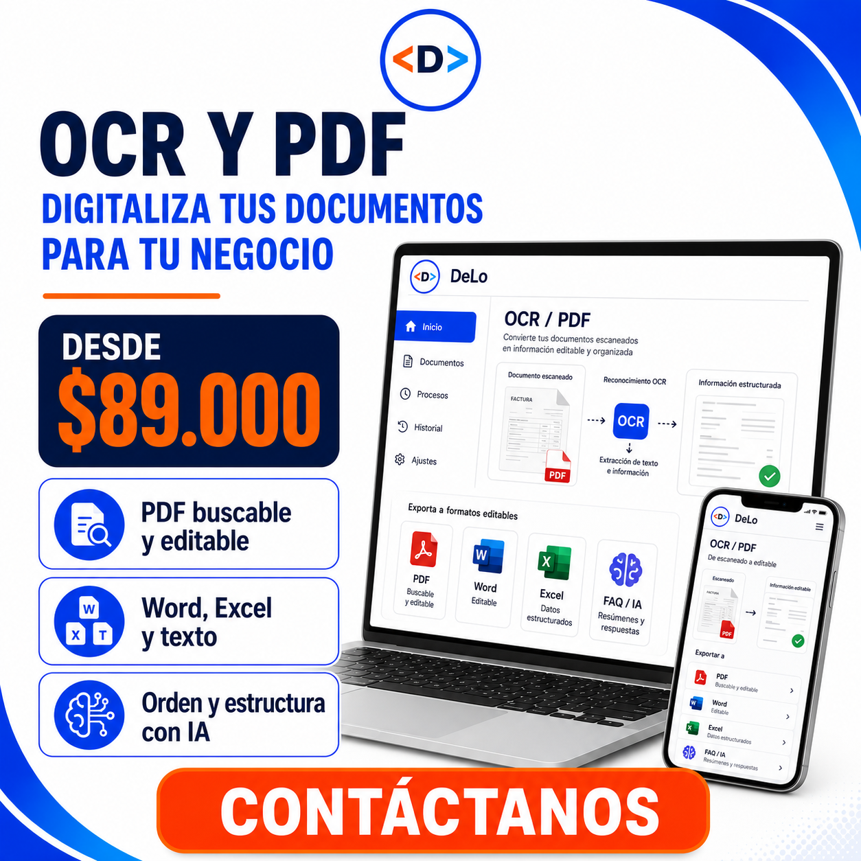 OCR y PDF para digitalizar documentos — DeLo
